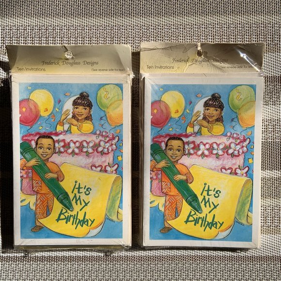 Vintage Fredrick Douglass Design " Birthday Party Invitations" - 2 Pack - Picture 1 of 2